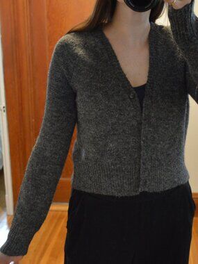 Free People School Girl Cardigan in Charcoal Size M